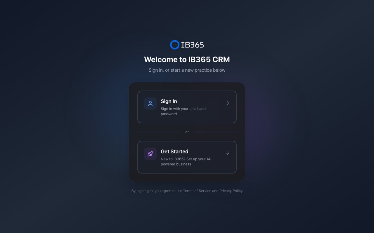 IB365 CRM sign-in screen
