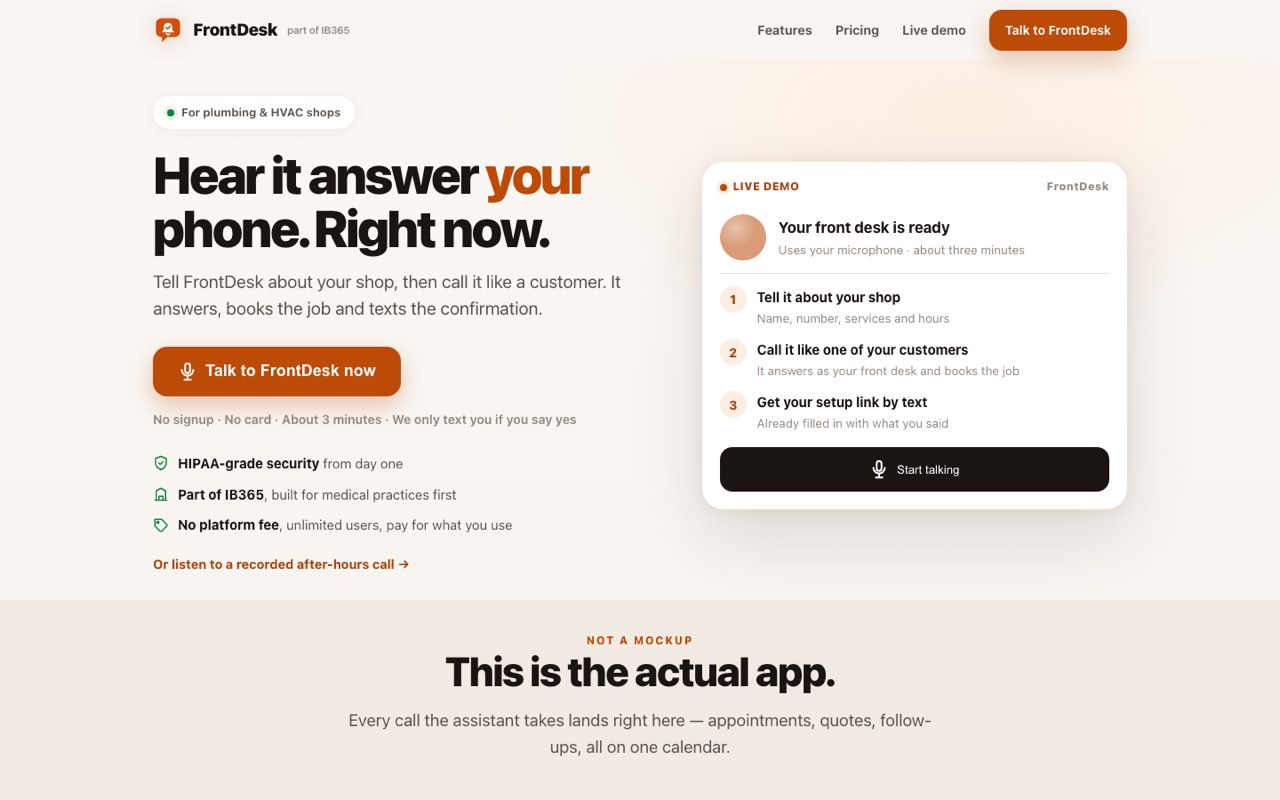 FrontDesk, an AI phone receptionist product
